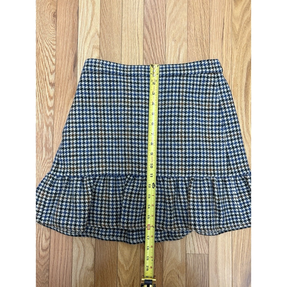 J. Crew‎ Plaid Houndstooth Ruffle Hem Mini Skirt Size 4 - Picture 6 of 8
